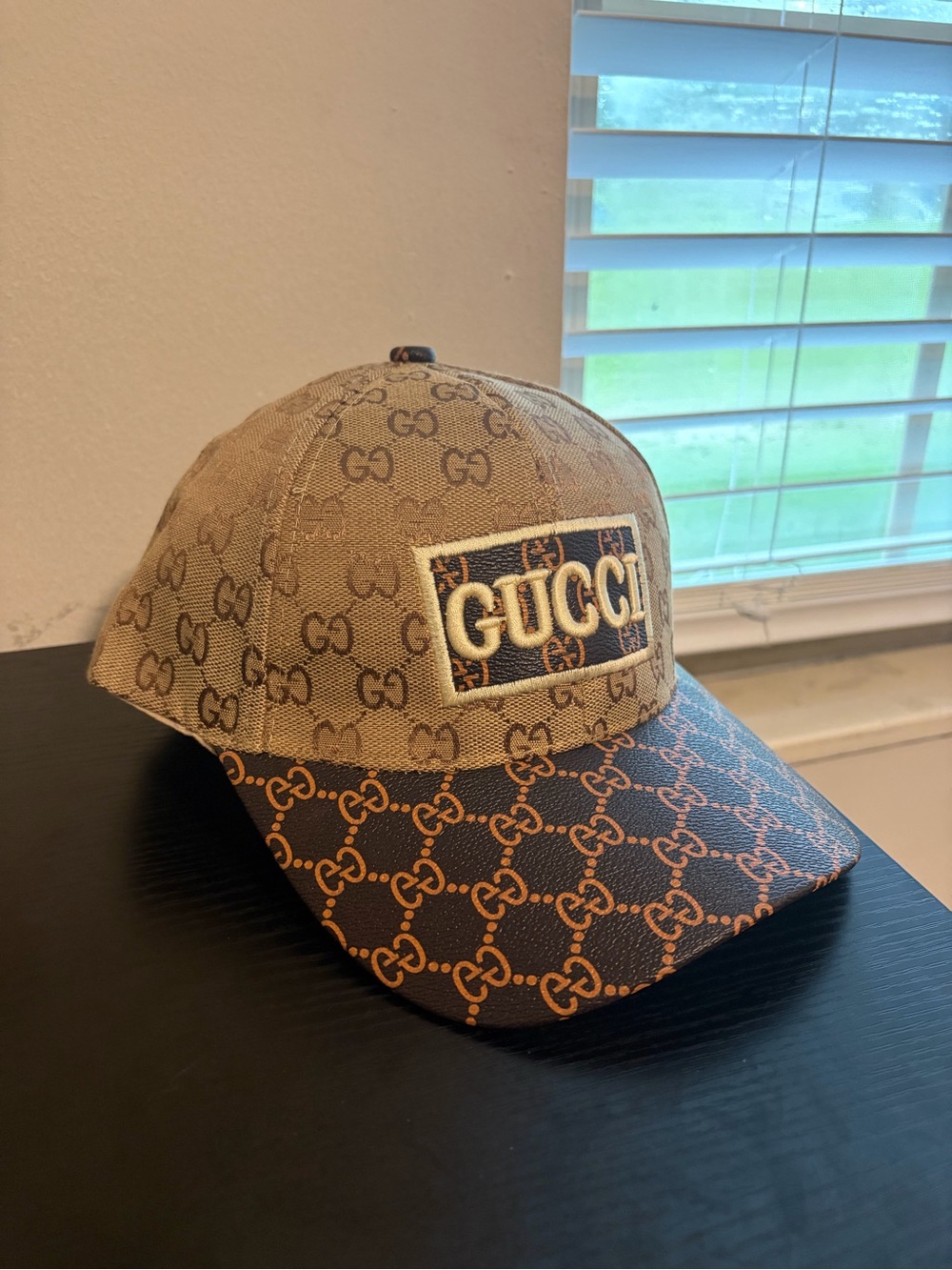 Gucci Beige and Brown Monogram Patch Cap